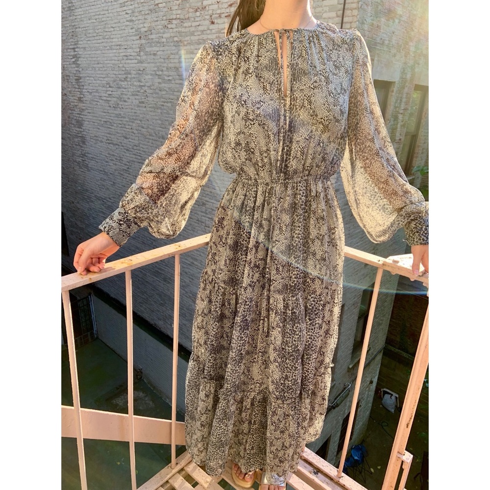 Walter Baker Snake-Print Peasant Maxi Dress NWT